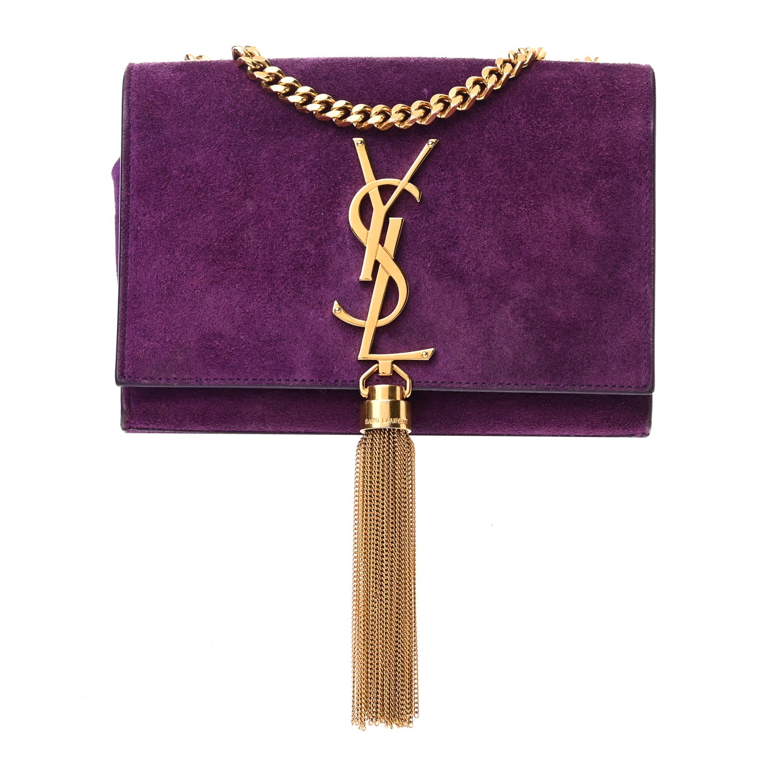 Saint Laurent Suede Small Classic Monogram Kate Tassel Satchel Purple 1 of 12