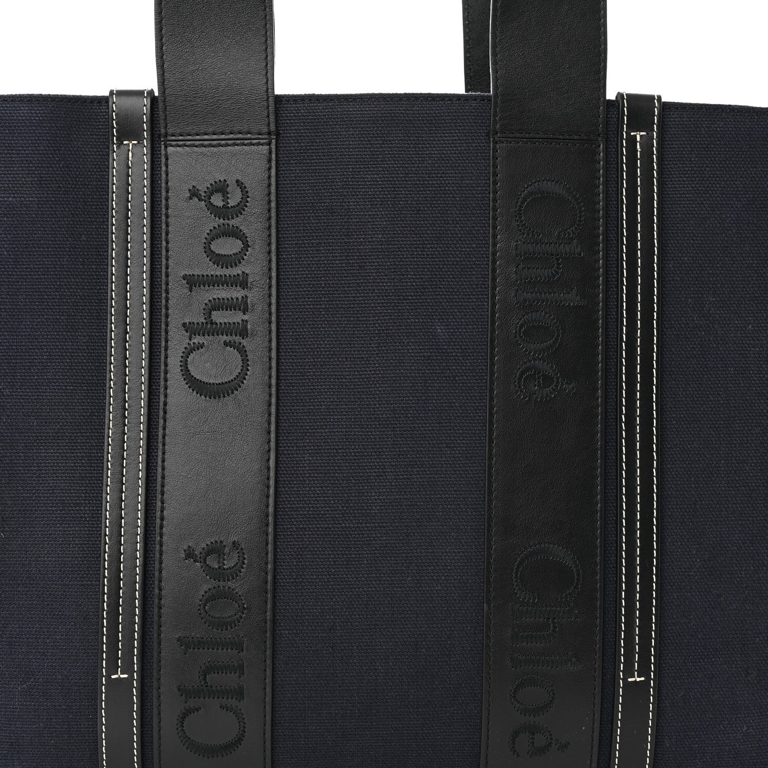 Chloe Calfskin Linen Medium Woody Tote Deep Denim 8 of 10