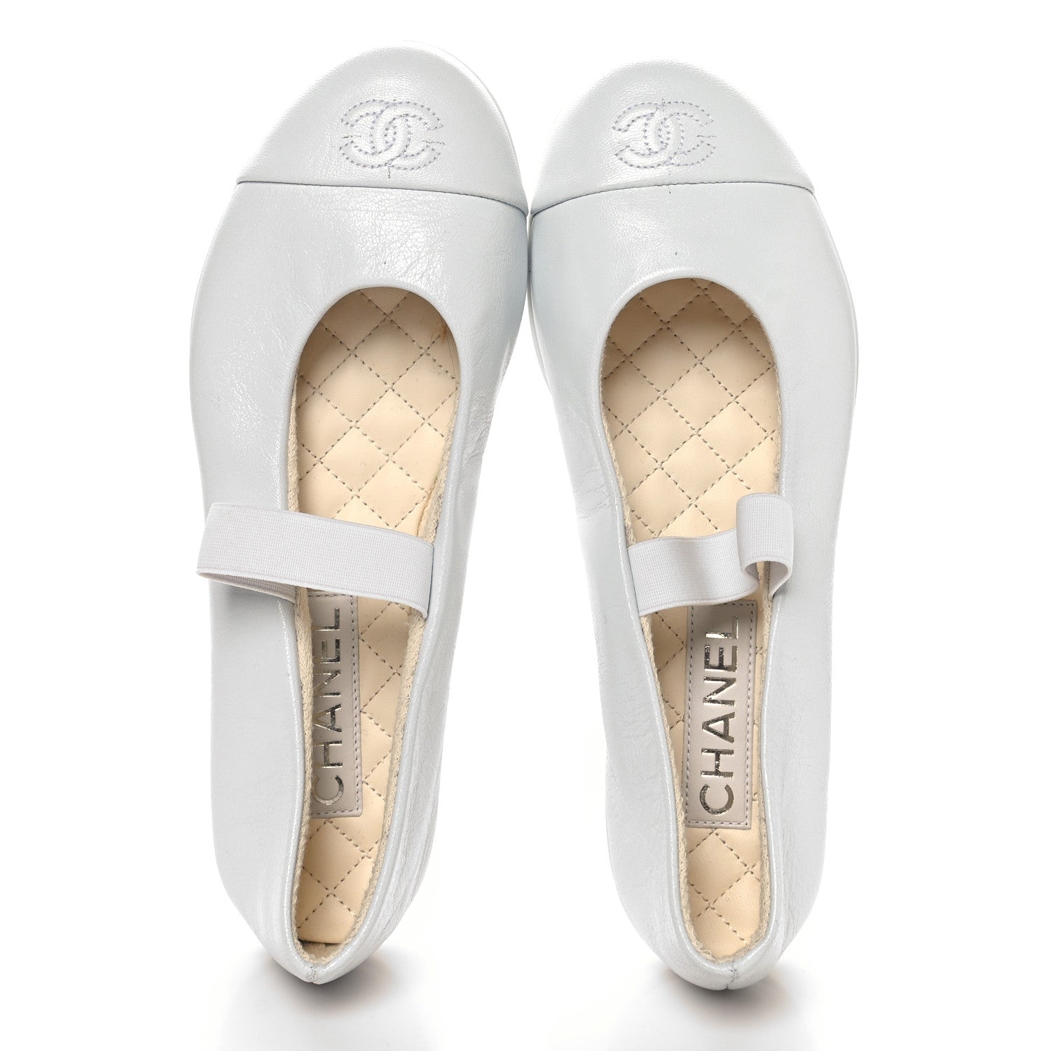 Chanel Lambskin Cap Toe CC Mary Jane Flats 39.5 White 2 of 11