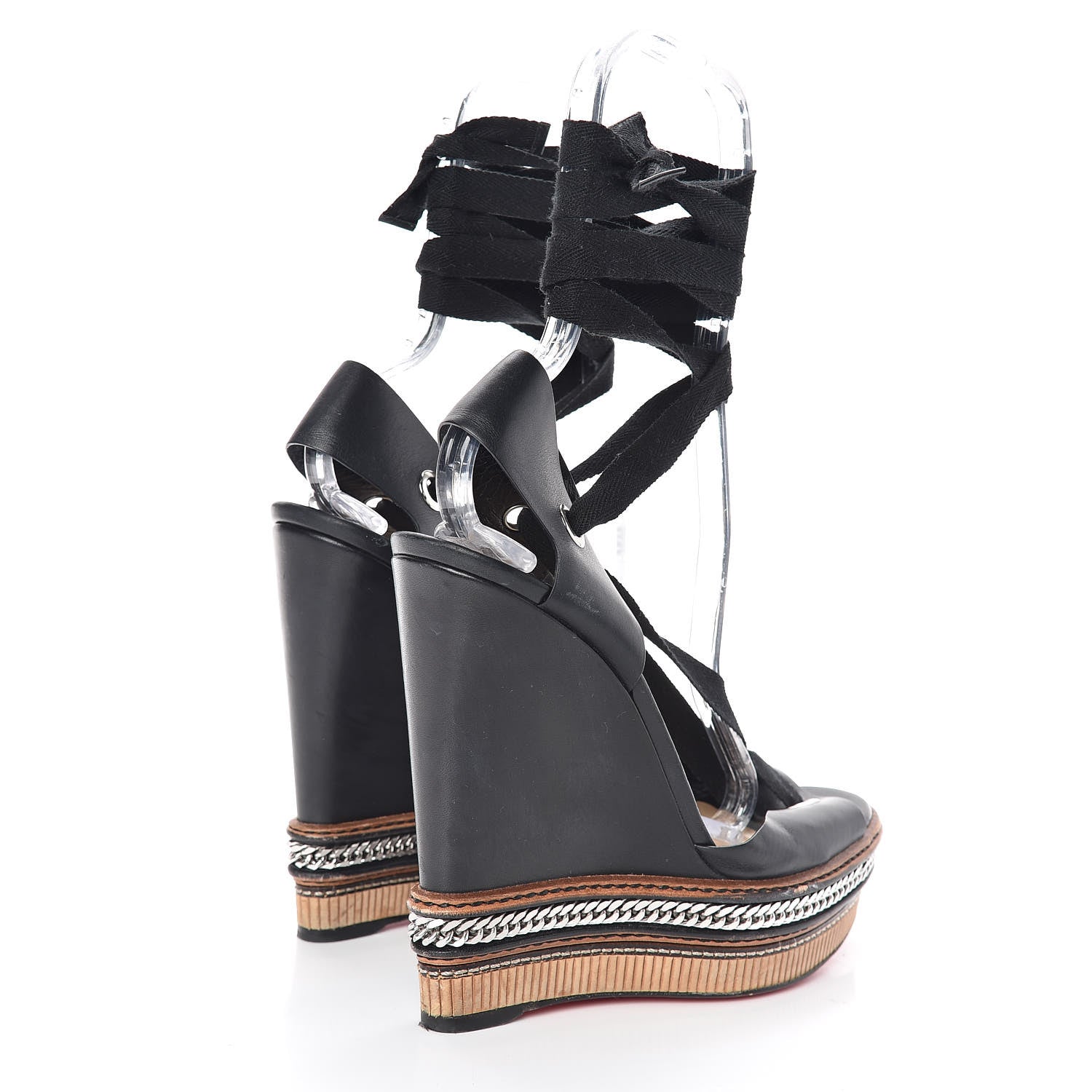 Christian Louboutin Shiny Calfskin Tribuli 140 Wedge Sandals 40 Black 4 of 15