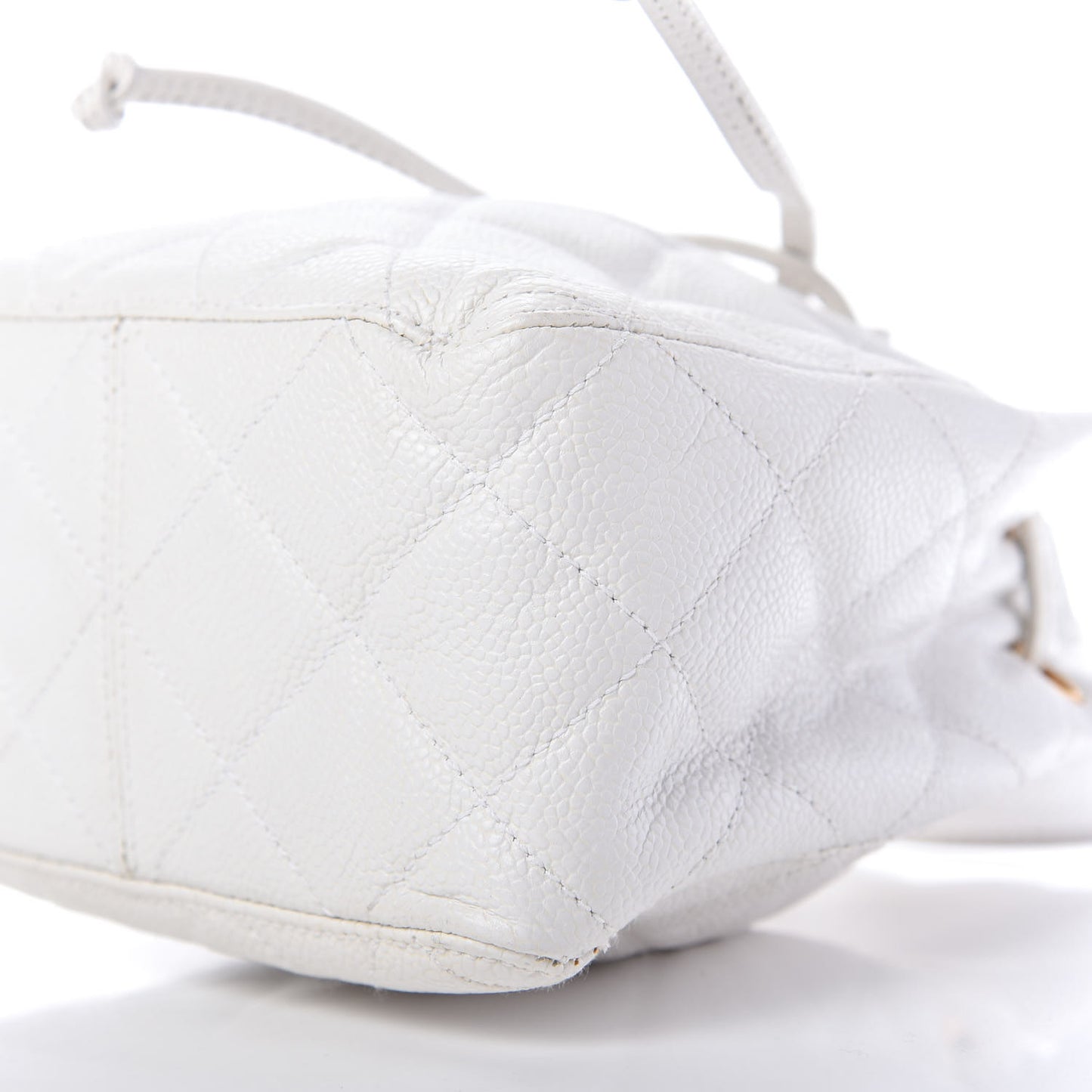Caviar Quilted Drawstring Shoulder Bag White