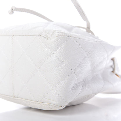 Chanel Caviar Quilted Drawstring Shoulder Bag White 7 of 10