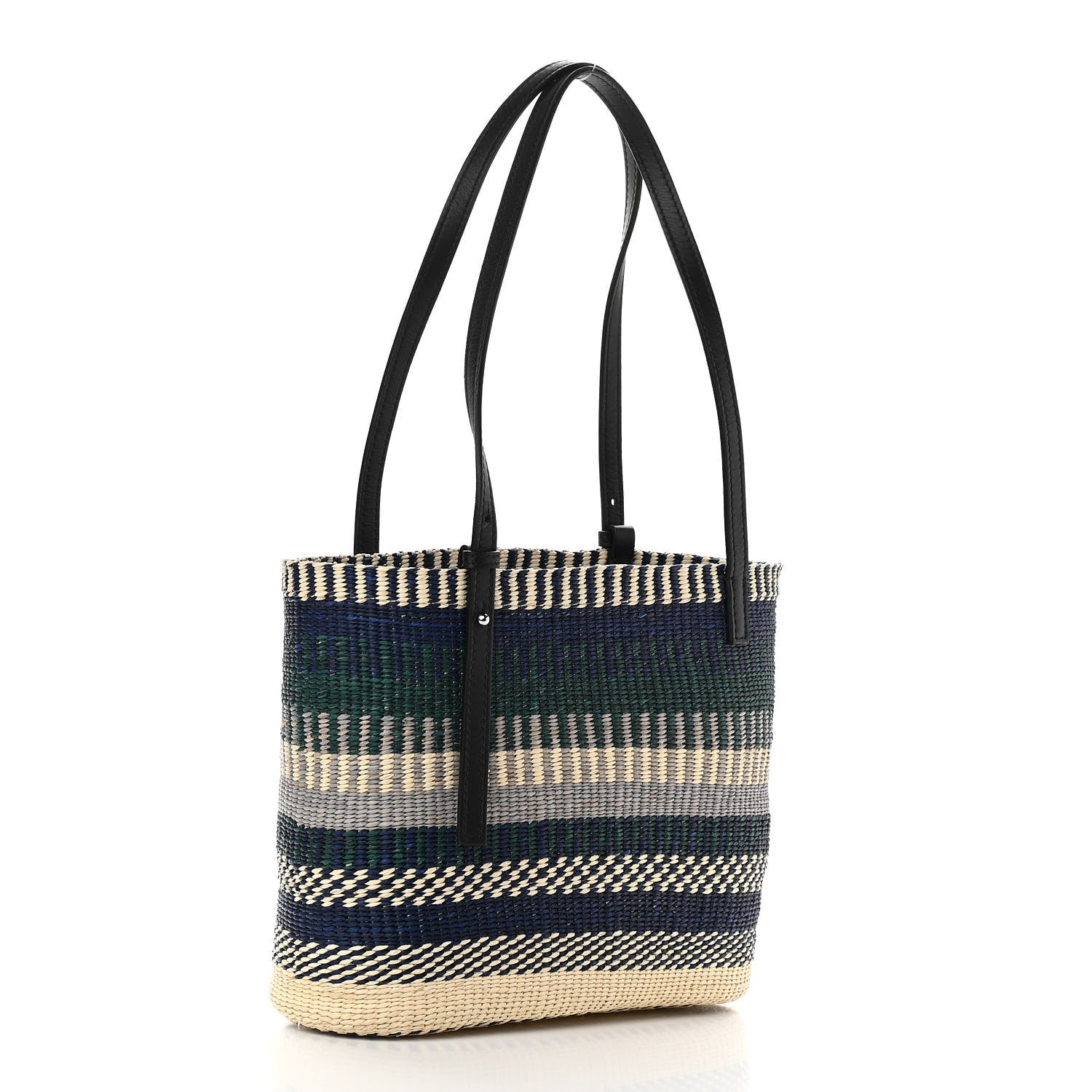 Loewe Textile Calfskin Small Square Basket Tote Bag Black Multicolor 3 of 10