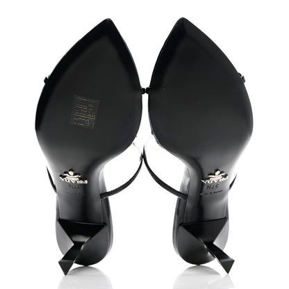 Prada Plexiglass Calfskin Metal Triangle Logo 75mm Slide Sandals 37.5 Black 6 of 12