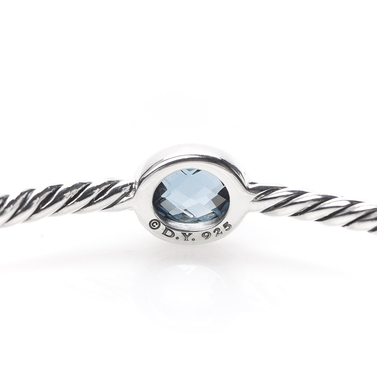 Sterling Silver Blue Topaz 3mm Color Classics Four Station Bangle Bracelet