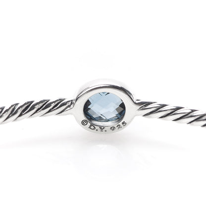 David Yurman Sterling Silver Blue Topaz 3mm Color Classics Four Station Bangle Bracelet 4 of 4