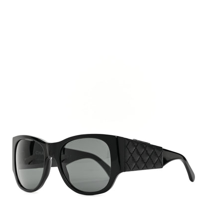 Chanel Lambskin Quilted CC Mirror Sunglasses 5202-Q Black 1 of 7