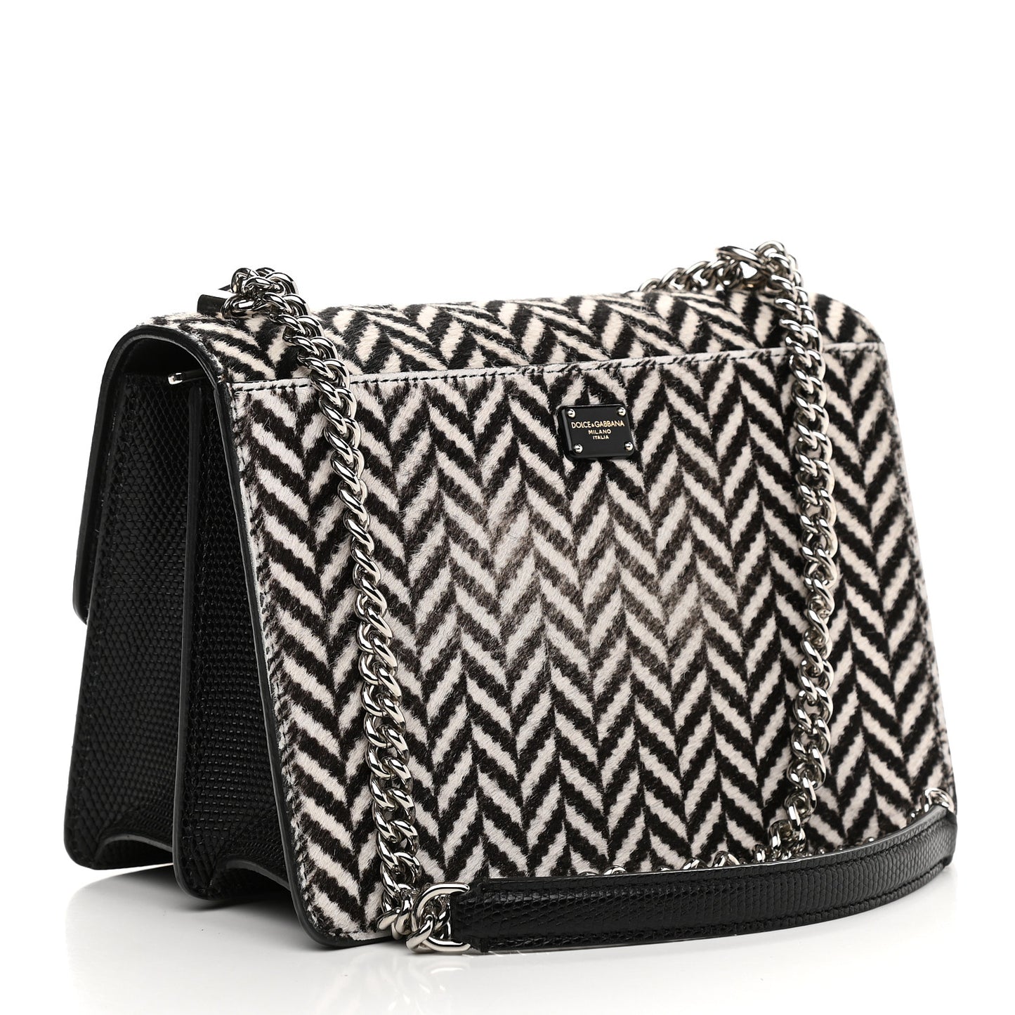 Chevron Rosalia Shoulder Bag Black White