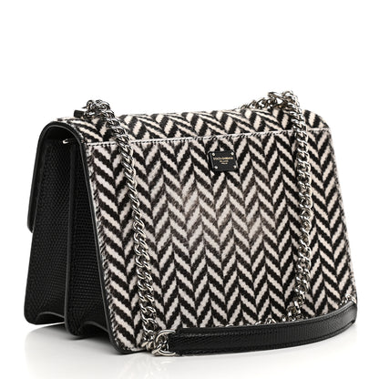 Dolce & Gabbana Chevron Rosalia Shoulder Bag Black White 2 of 9