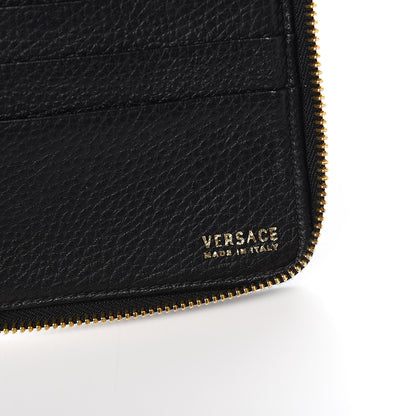 Versace Calfskin Grommet Zip Around Organizer Wallet Black 6 of 6