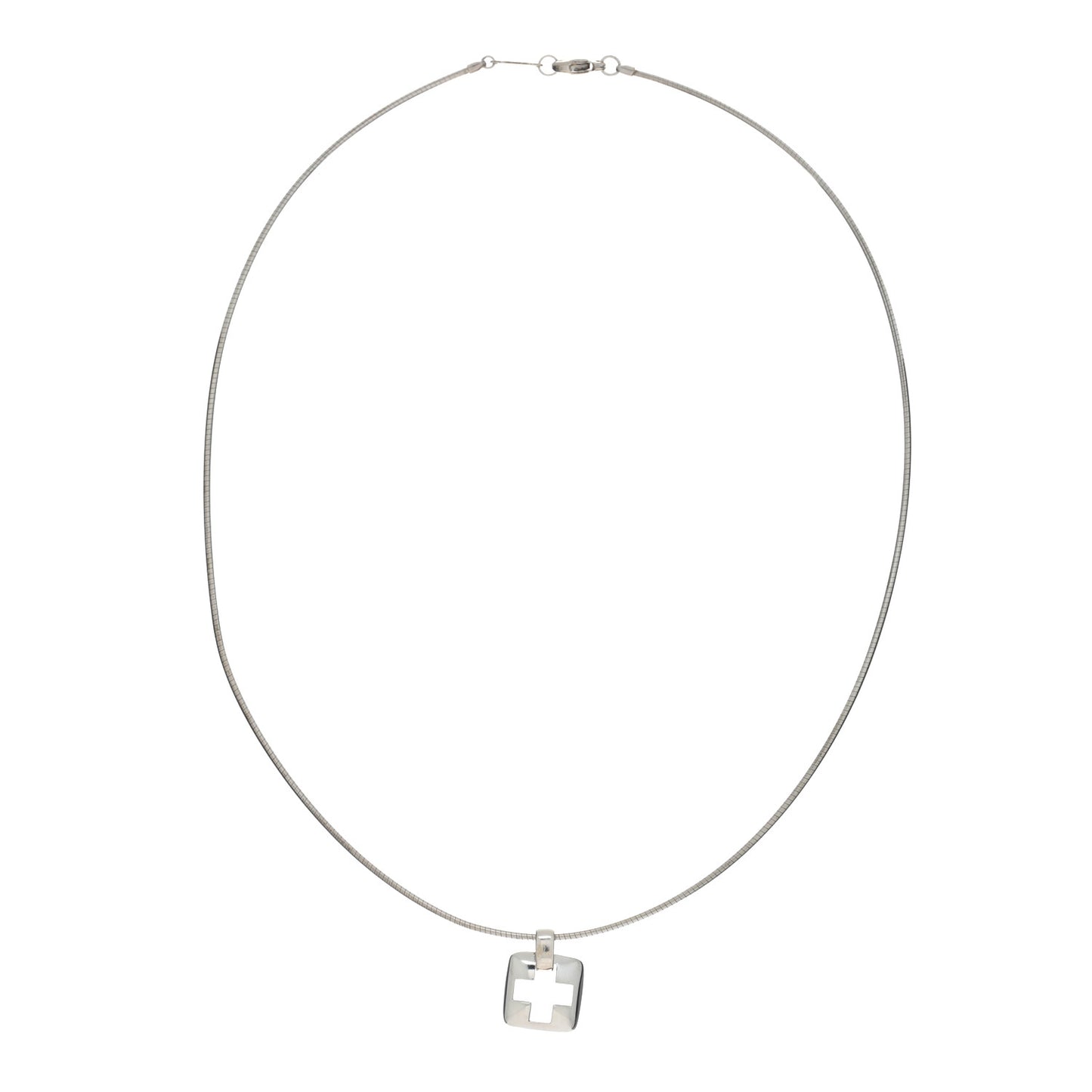 Sterling Silver Cross Cutout Pendant Necklace