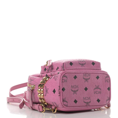 MCM Visetos Side Stud X-Mini Stark Bebe Boo Backpack Pink 3 of 5