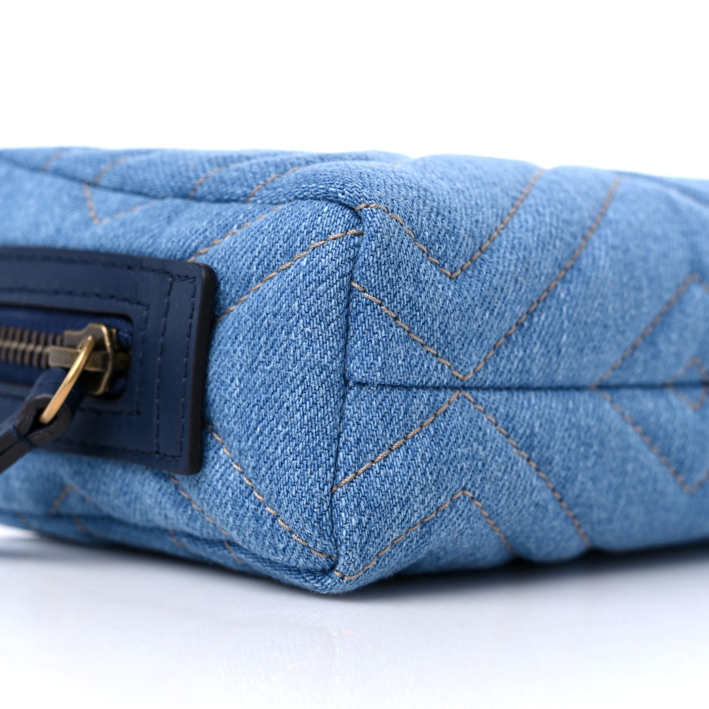 Denim Matelasse Pearly GG Marmont Cosmetic Case Blue