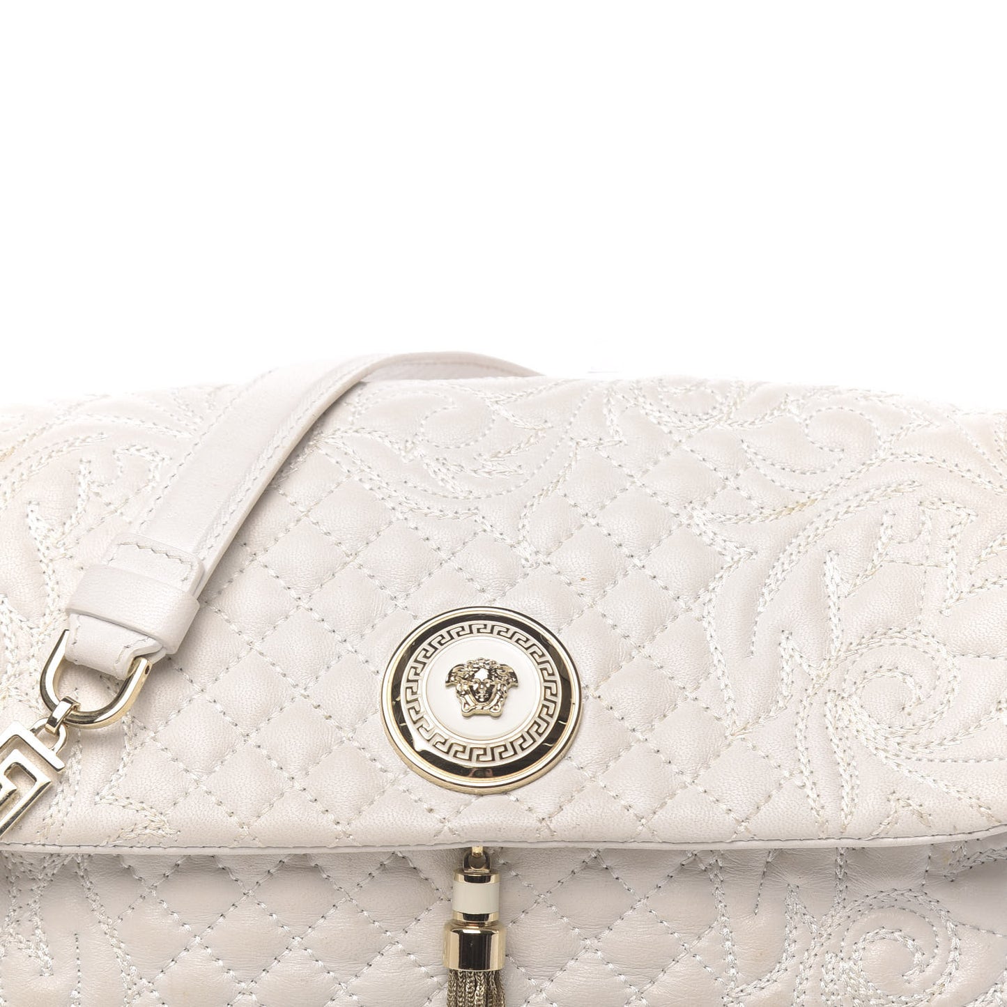 Nappa Barocco Quilted Vanitas Medea Shoulder Bag White