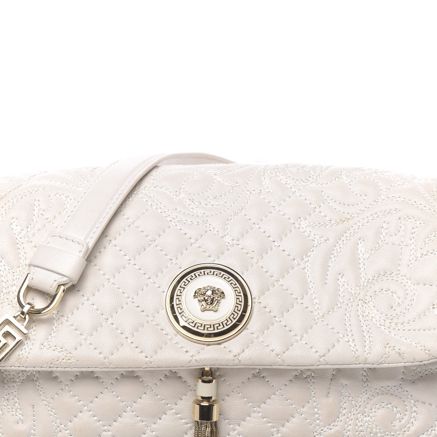 Versace Nappa Barocco Quilted Vanitas Medea Shoulder Bag White 8 of 11