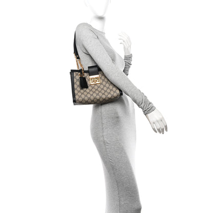 Gucci GG Supreme Monogram Small Padlock Tote Black 2 of 10