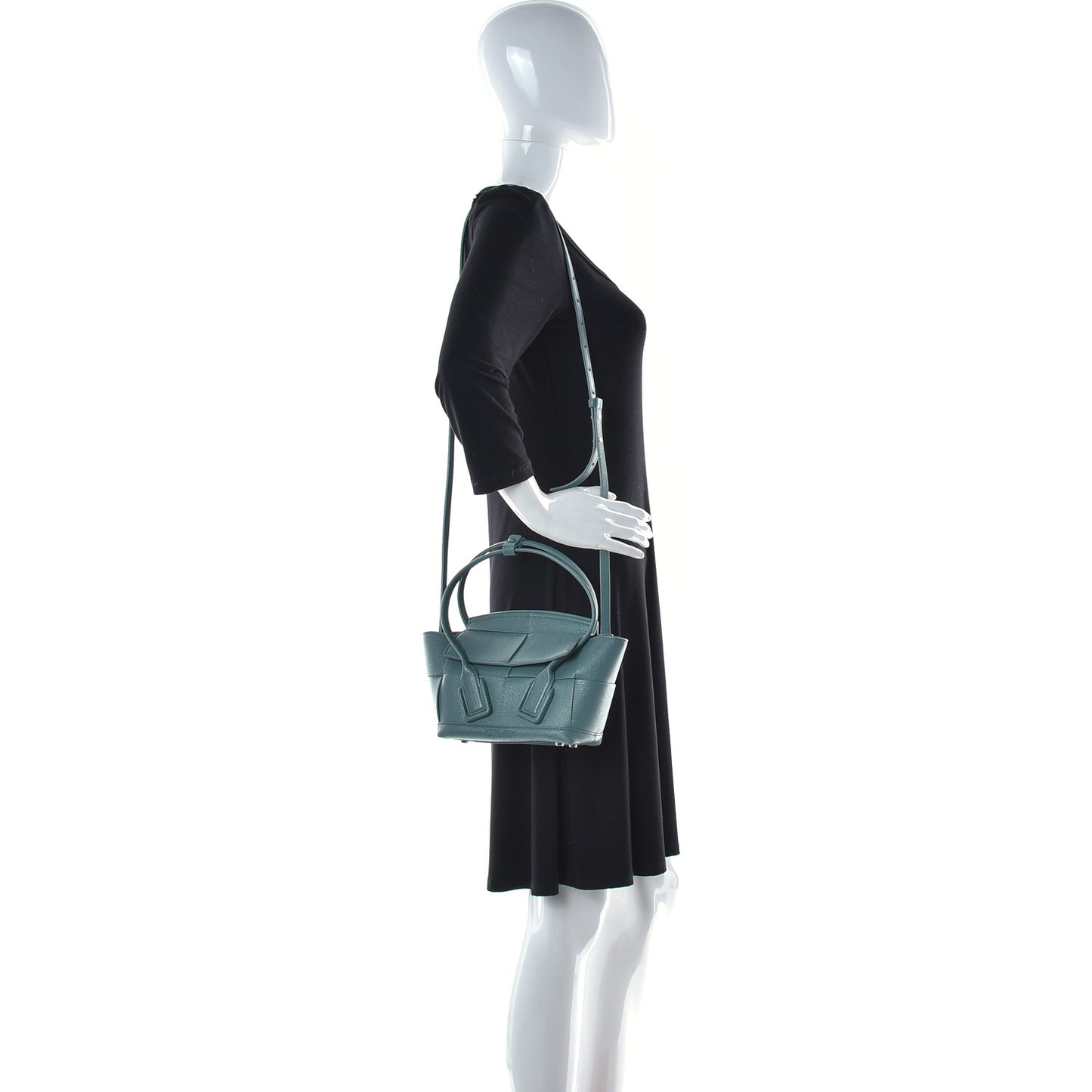Grained Calfskin Maxi Intrecciato Mini Arco Blue