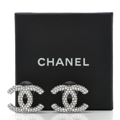 Chanel Crystal CC Earrings Silver 5 of 5