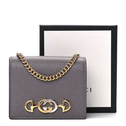 Gucci Grainy Calfskin Zumi Chain Card Case Wallet Dusty Grey 10 of 10