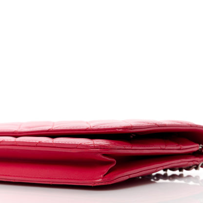 Chanel Lambskin Quilted Wallet On Chain WOC Dark Pink 11 of 12