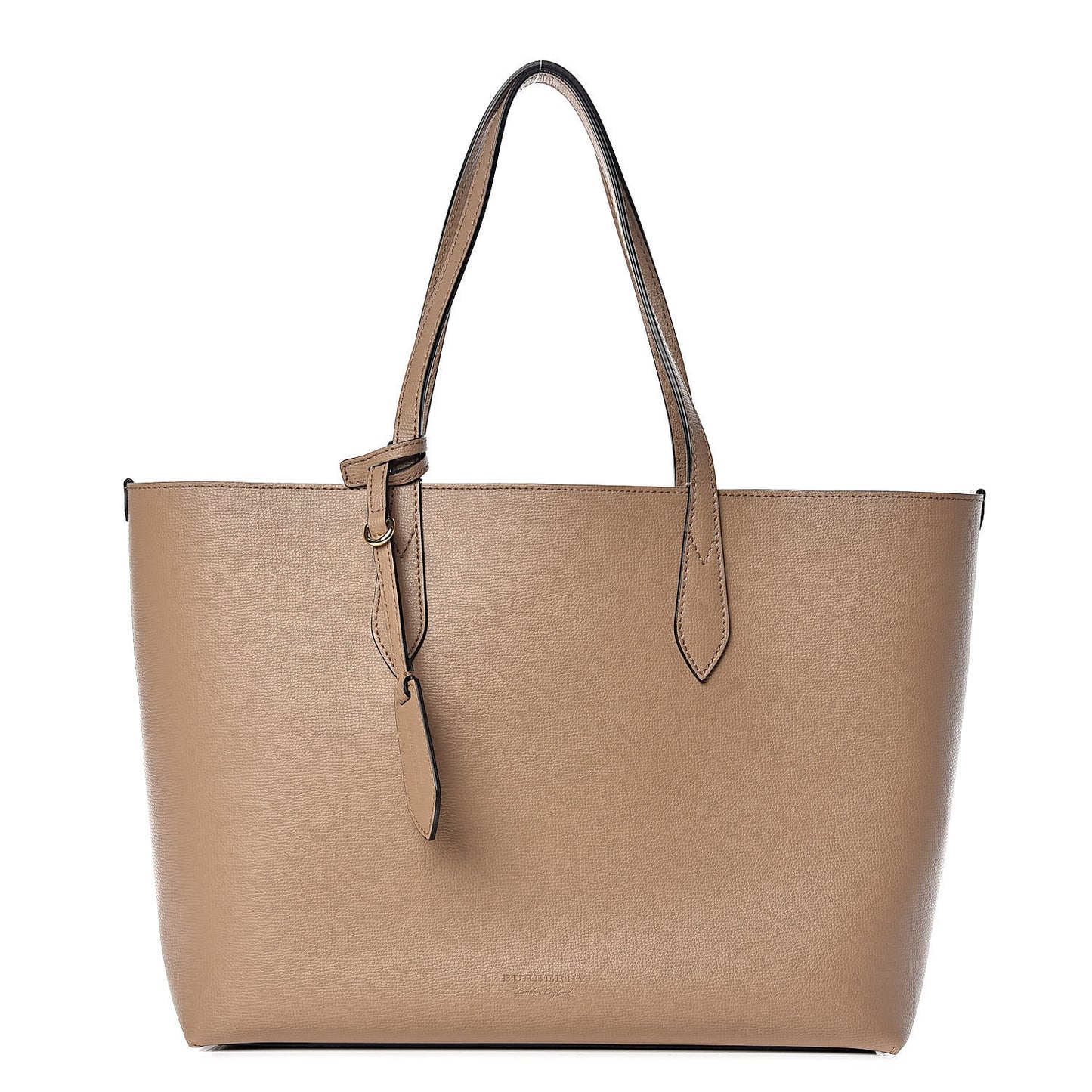 Grainy Calfskin Haymarket Check Medium Reversible Tote Camel