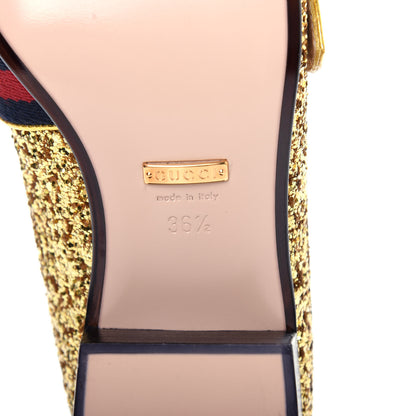 Gucci Glitter Web Peyton Loafers 36.5 Gold 9 of 11