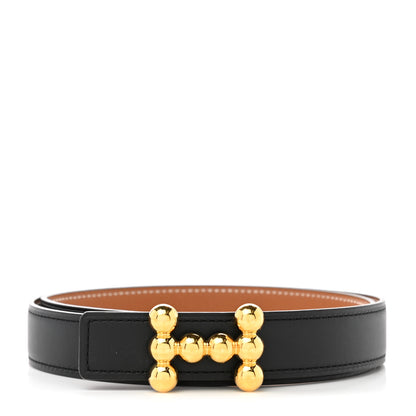 Hermes Swift Epsom 24mm Bubbles H Belt 75 Black Gold 1 of 9