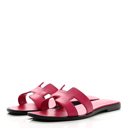 Hermes Epsom Oran Sandals 36.5 Rouge Azalee 3 of 11