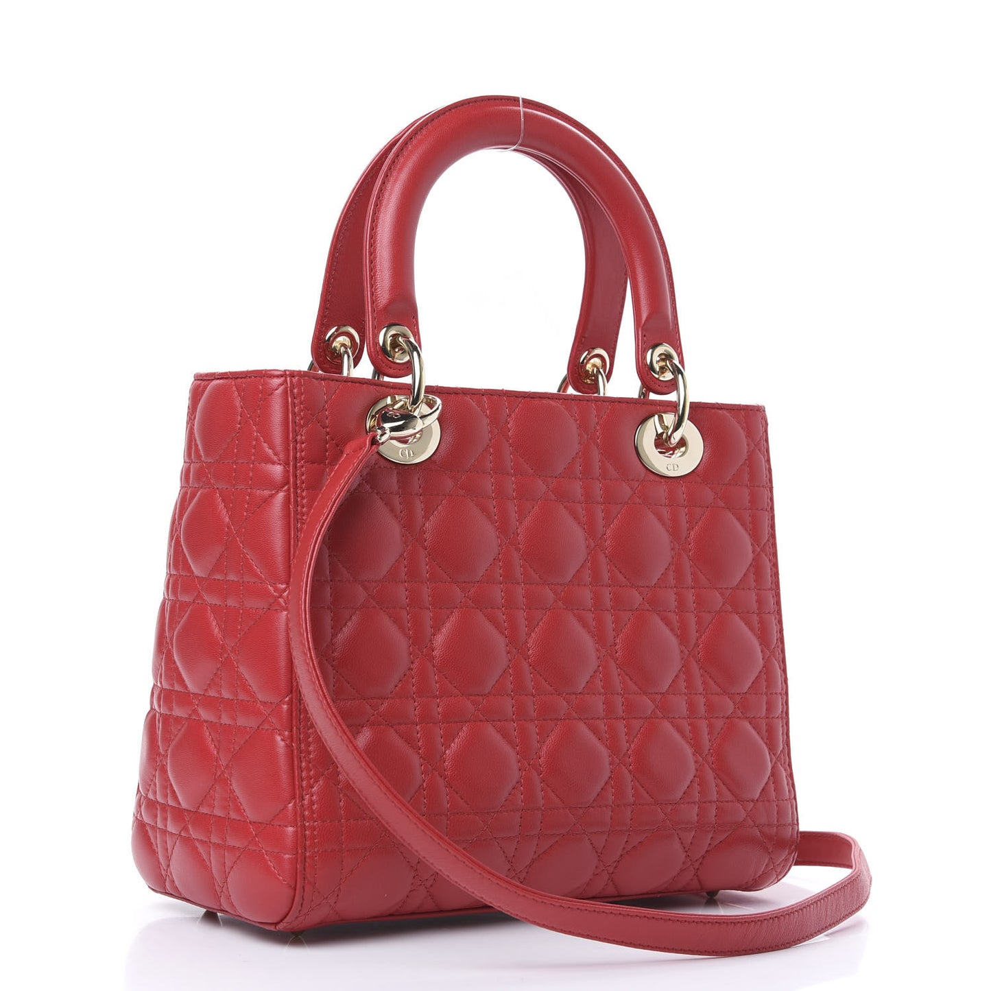 Lambskin Cannage Medium Lady Dior Red