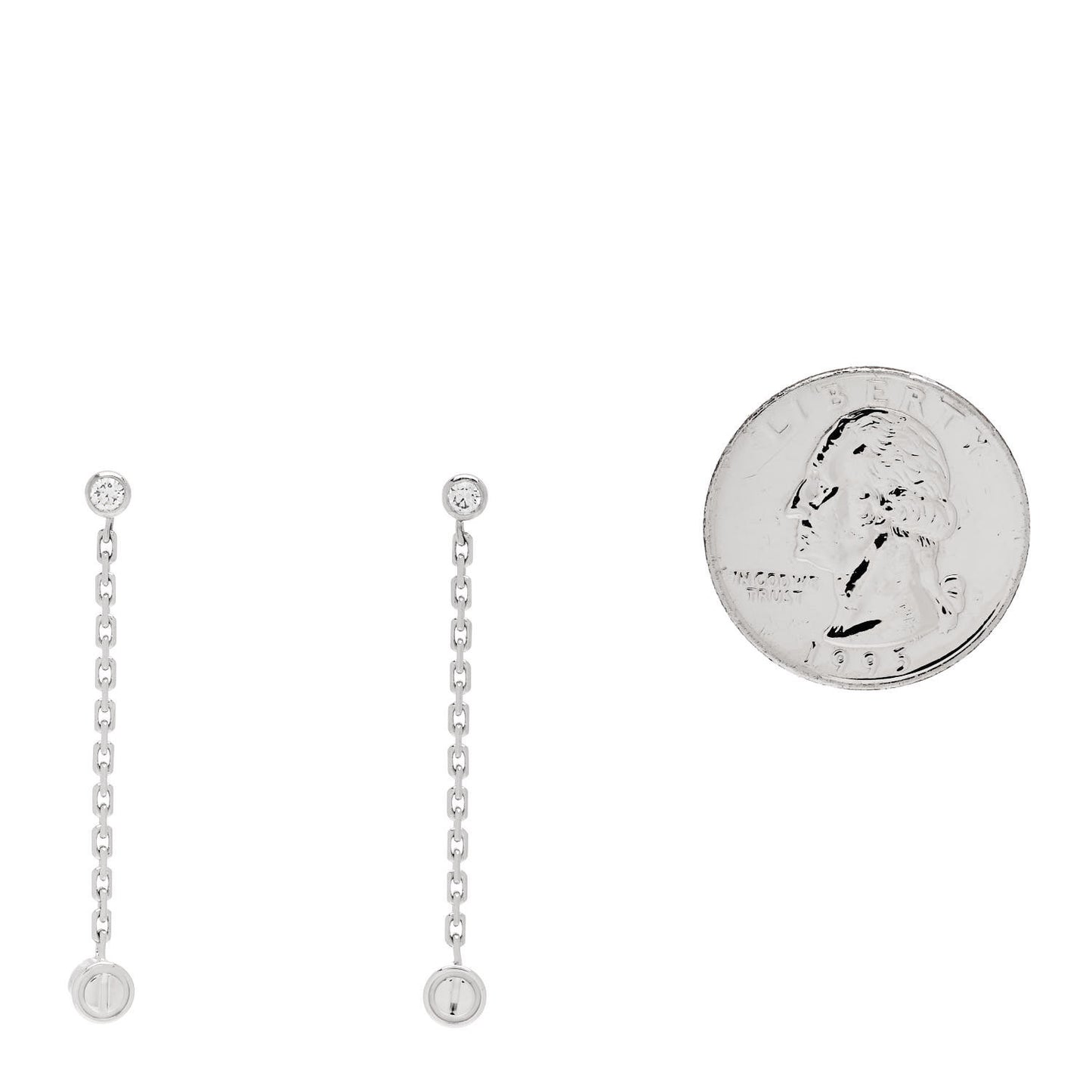 18K White Gold Diamond LOVE Drop Earrings