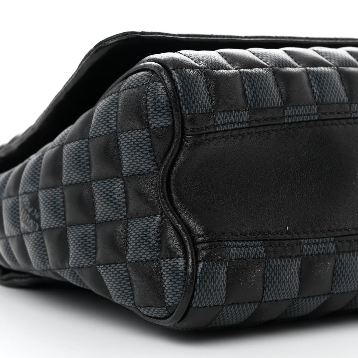 Calfskin Quilted Damier Twist MM Black Anthracite