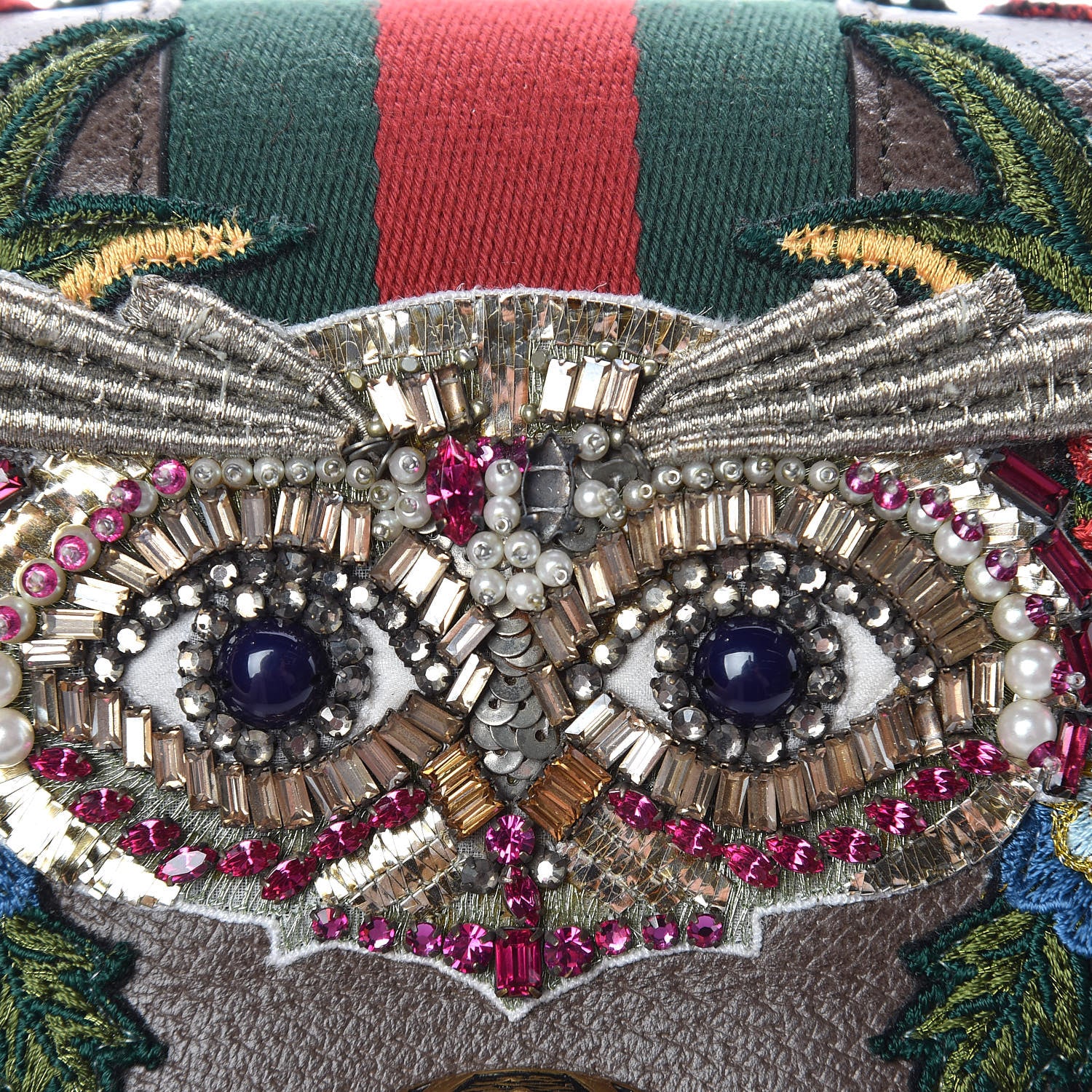 Gucci Calfskin Web Owl Embroidered Medium Dionysus Shoulder Bag New Acero Multicolor 12 of 12