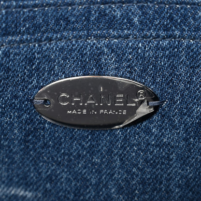 Chanel Denim Quilted CC Print Jumbo Single Flap Blue 10 of 19