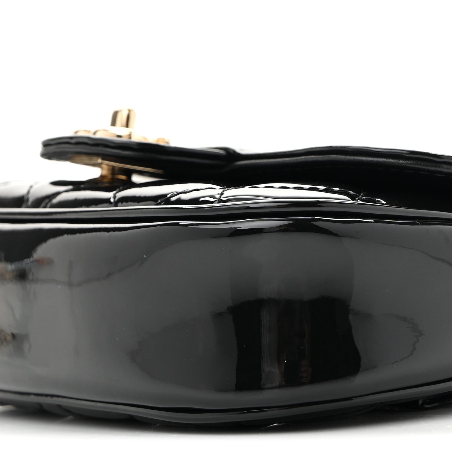Patent Calfskin Quilted Mini Clutch Black