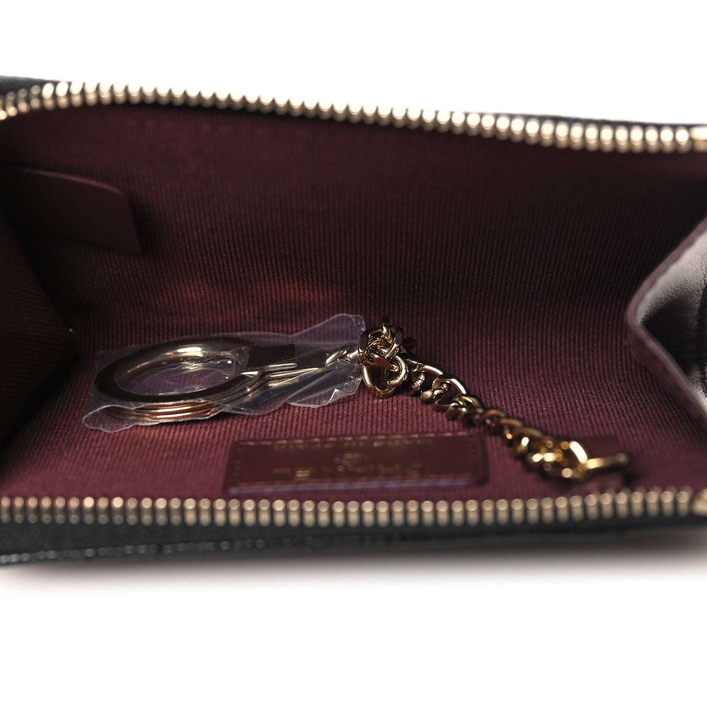 Caviar Quilted Zipped Key Holder Case Black