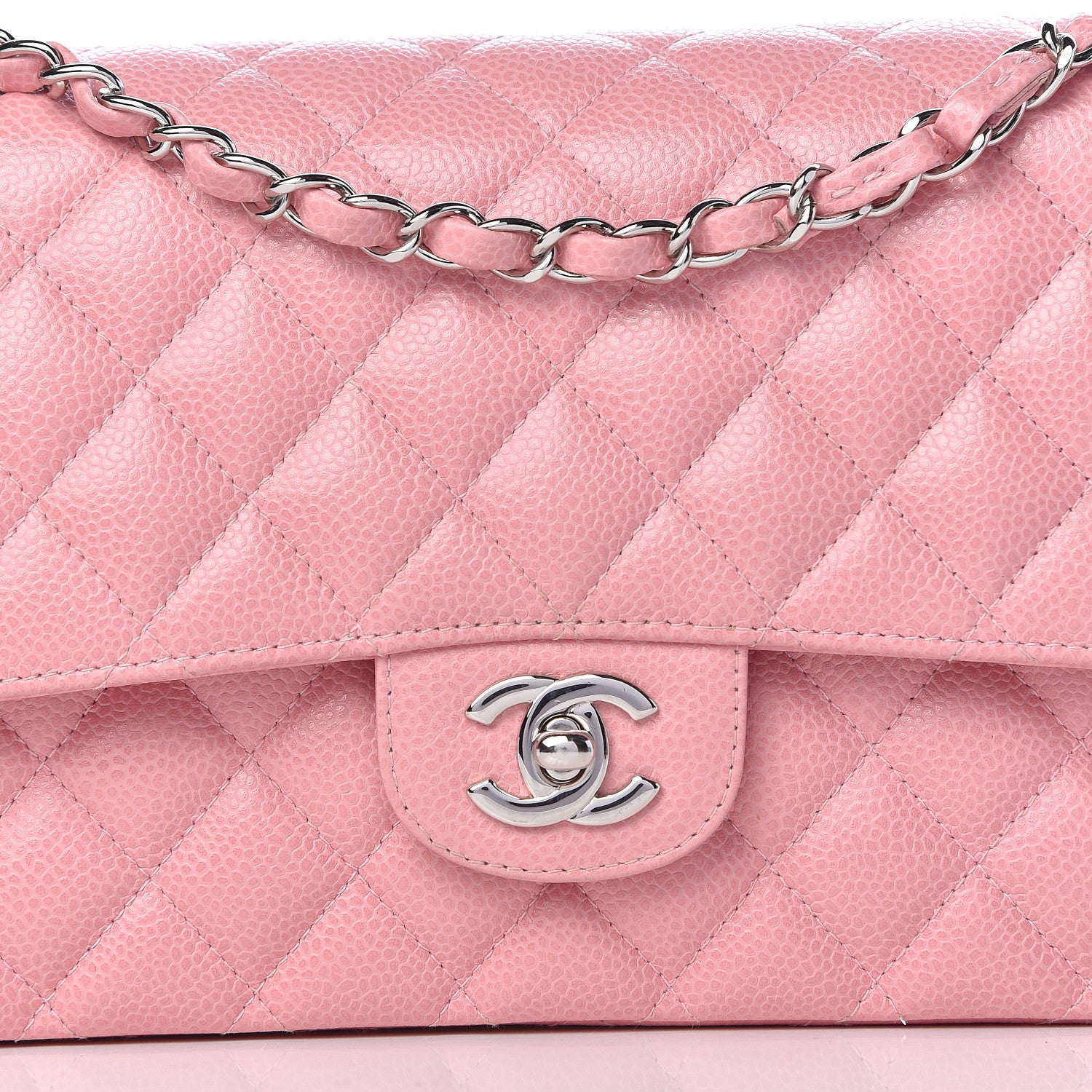 Chanel Caviar Quilted Medium Double Flap Pink 10 of 11