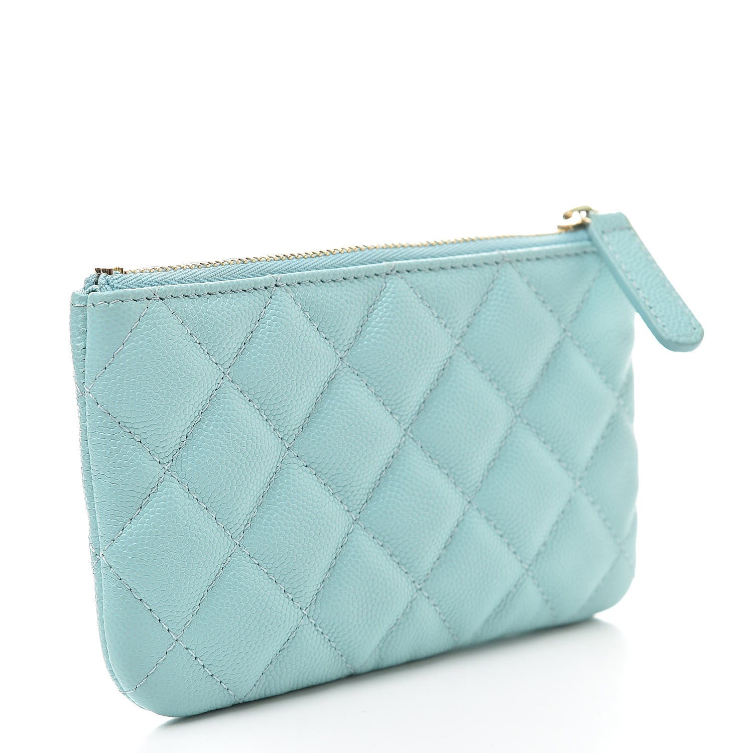 Chanel Caviar Quilted Small Cosmetic Case Light Blue 3 of 9