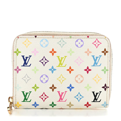 Louis Vuitton Monogram Multicolor Zippy Coin Purse Wallet White Litchi 1 of 9
