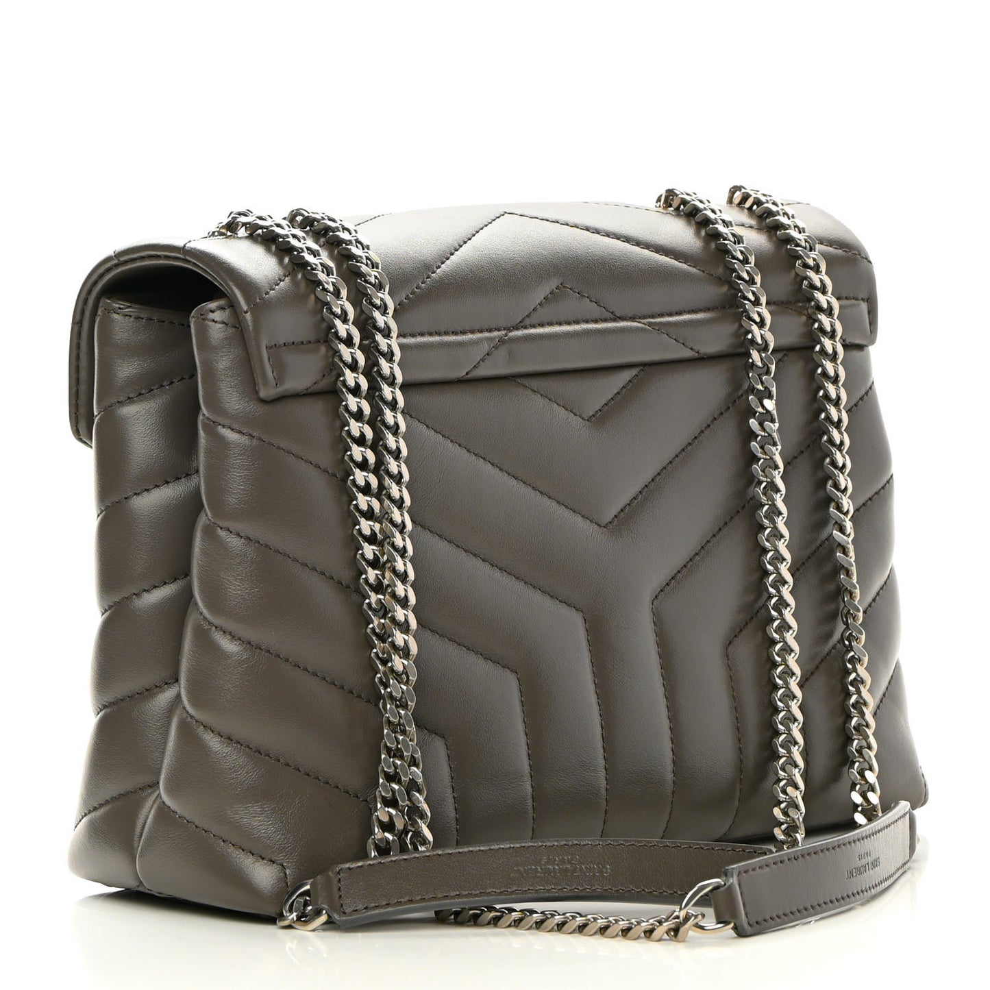 Calfskin Y Quilted Monogram Small Loulou Chain Satchel Taupe