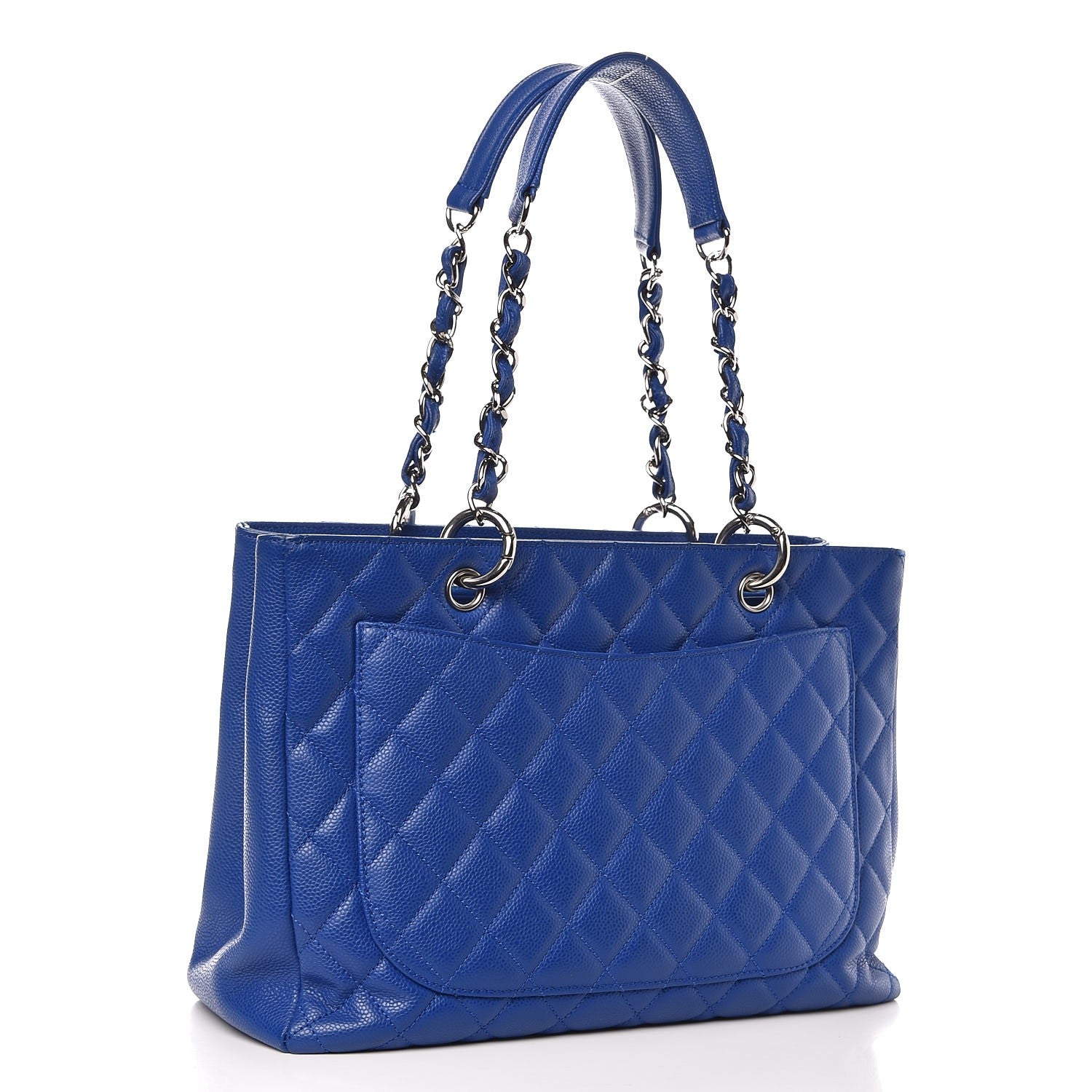 Chanel Caviar Quilted Grand Shopping Tote GST Blue 3 of 10