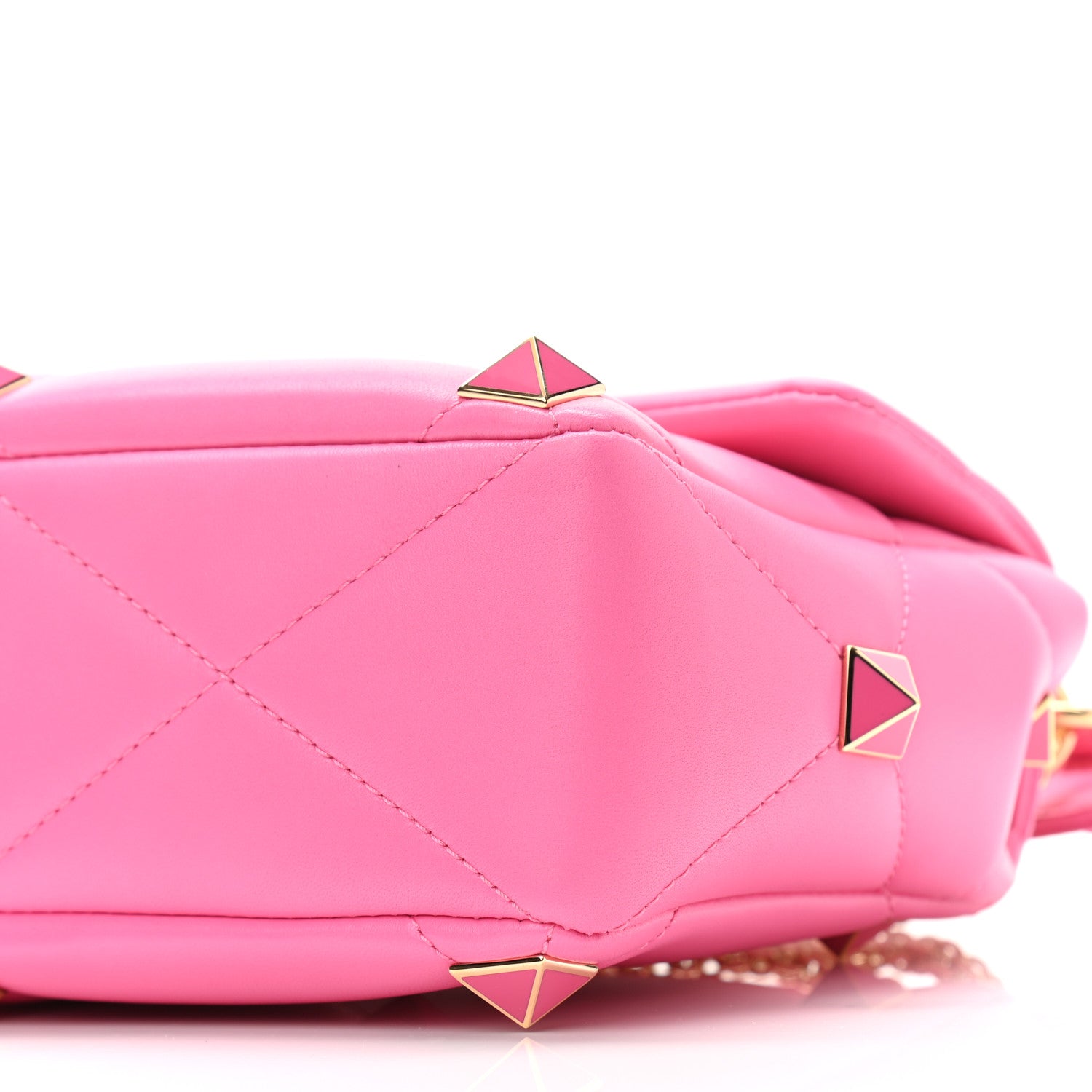 Valentino Garavani Nappa Enamel Large Roman Stud Shoulder Bag Feminine Pink 9 of 9