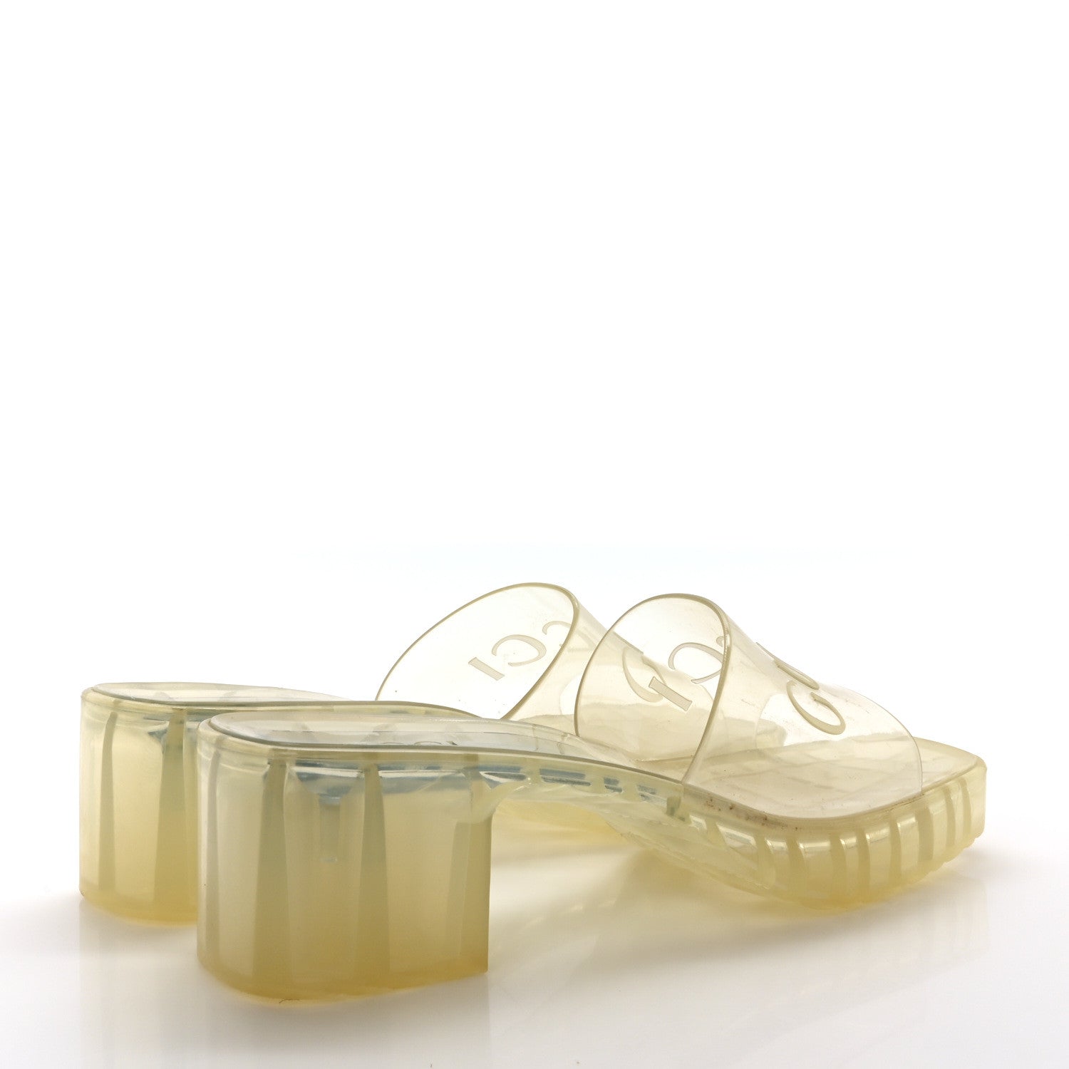 Gucci Rubber Gucci Logo Womens Platform 20/60mm Slide Sandals 39 Transparent 5 of 8