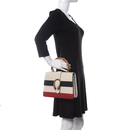 Gucci Calfskin Bamboo Web Medium Dionysus Top Handle Bag White Blue Hibiscus Red 2 of 12