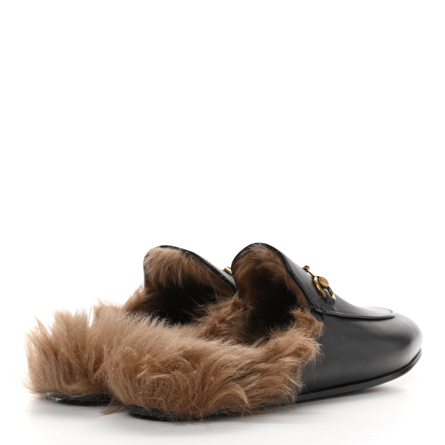 Gucci Calfskin Fur Womens Princetown Slippers 39 Black 4 of 8