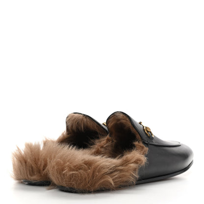 Gucci Calfskin Fur Womens Princetown Slippers 39 Black 4 of 8