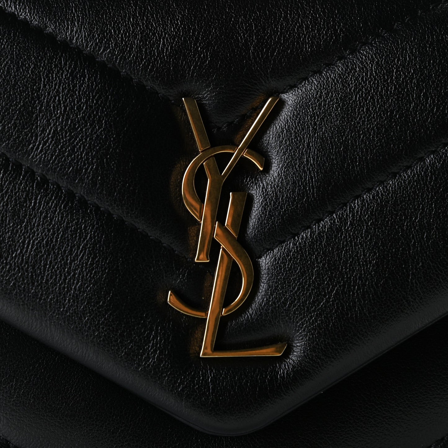 Calfskin Y Quilted Monogram Toy Loulou Crossbody Bag Black