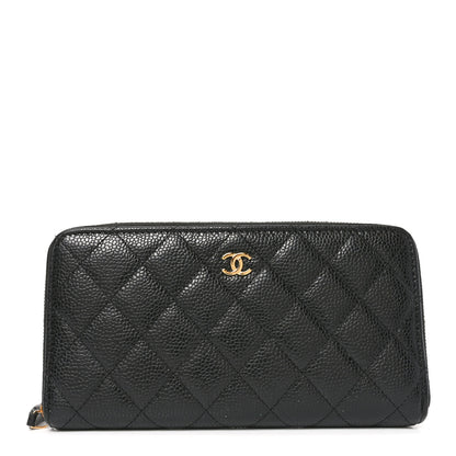 Chanel Caviar Quilted Large Gusset Zip Around Wallet Black 1 of 9