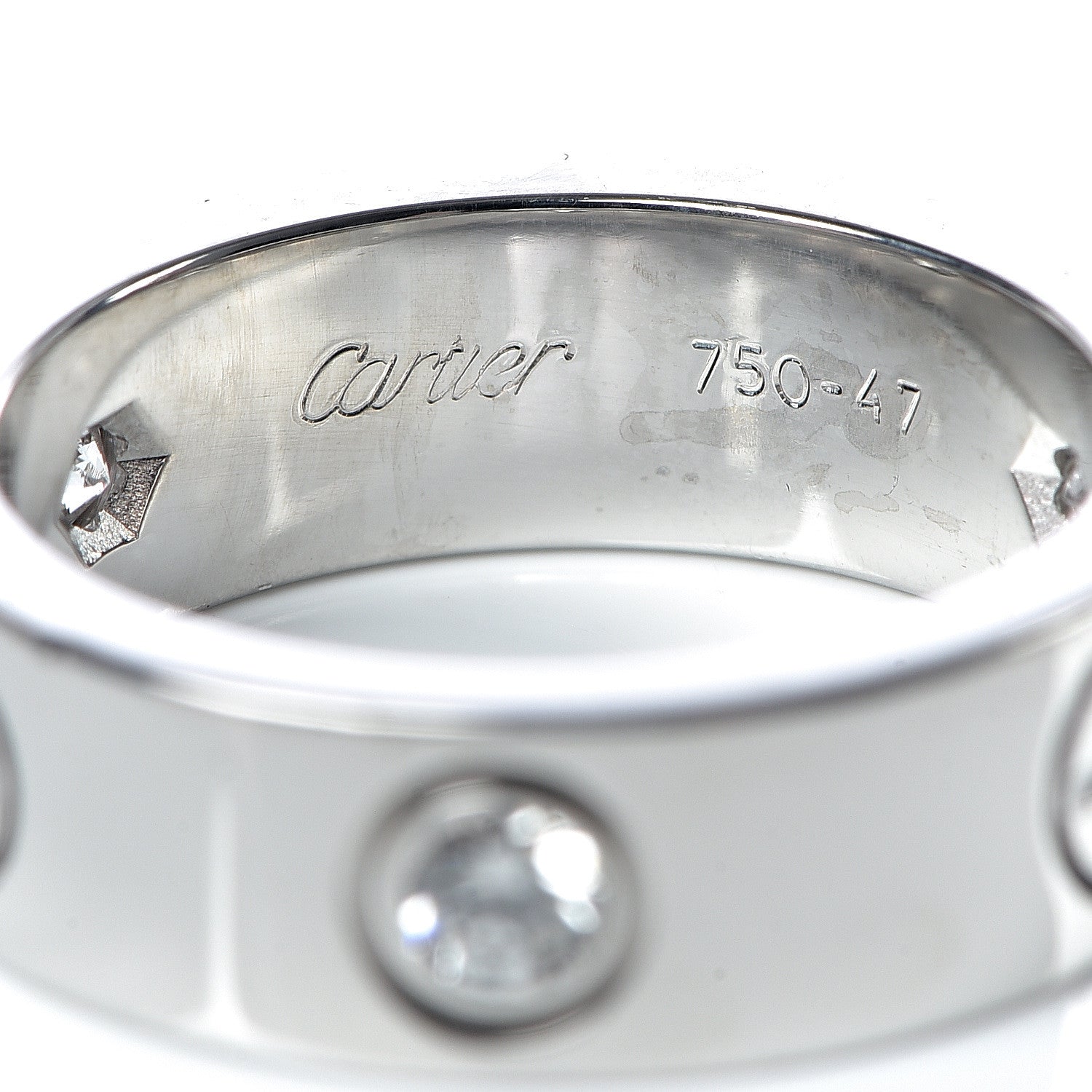 Cartier 18K White Gold 3 Diamond 5.5mm LOVE Ring 47 4 6 of 7