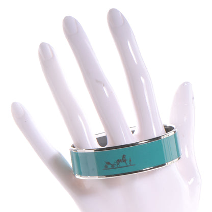 Hermes Enamel Wide Caleche Bracelet 65 Petrole Bleu 2 of 5