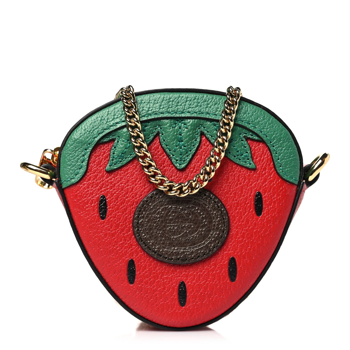 Textured Dollar Calfskin Retro Interlocking G Fruttini Strawberry Mini Crossbody Lobster Red Black New Acero
